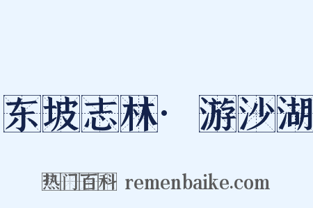 东坡志林·游沙湖是什么意思的图片